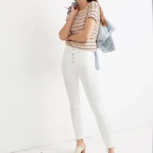 Madewell High-Rise Skinny Fly Button Crop Jeans Raw Hem Edition 10”